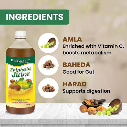 Baidyanath Ayurved Triphala Juice 1Liter - Helpful in Weight Management, Digestive Problems, Constipation, Maintaining Cholesterol Level, 1000 ml