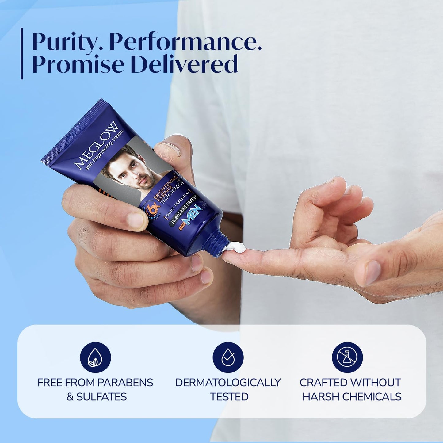 Meglow Skin Brightening & Whitening Cream For Men | Face Cream For Glowing Skin with Vitamin E | Reduces Dark Spots, Prevents Pigmentation, & Evens Tone | 30g