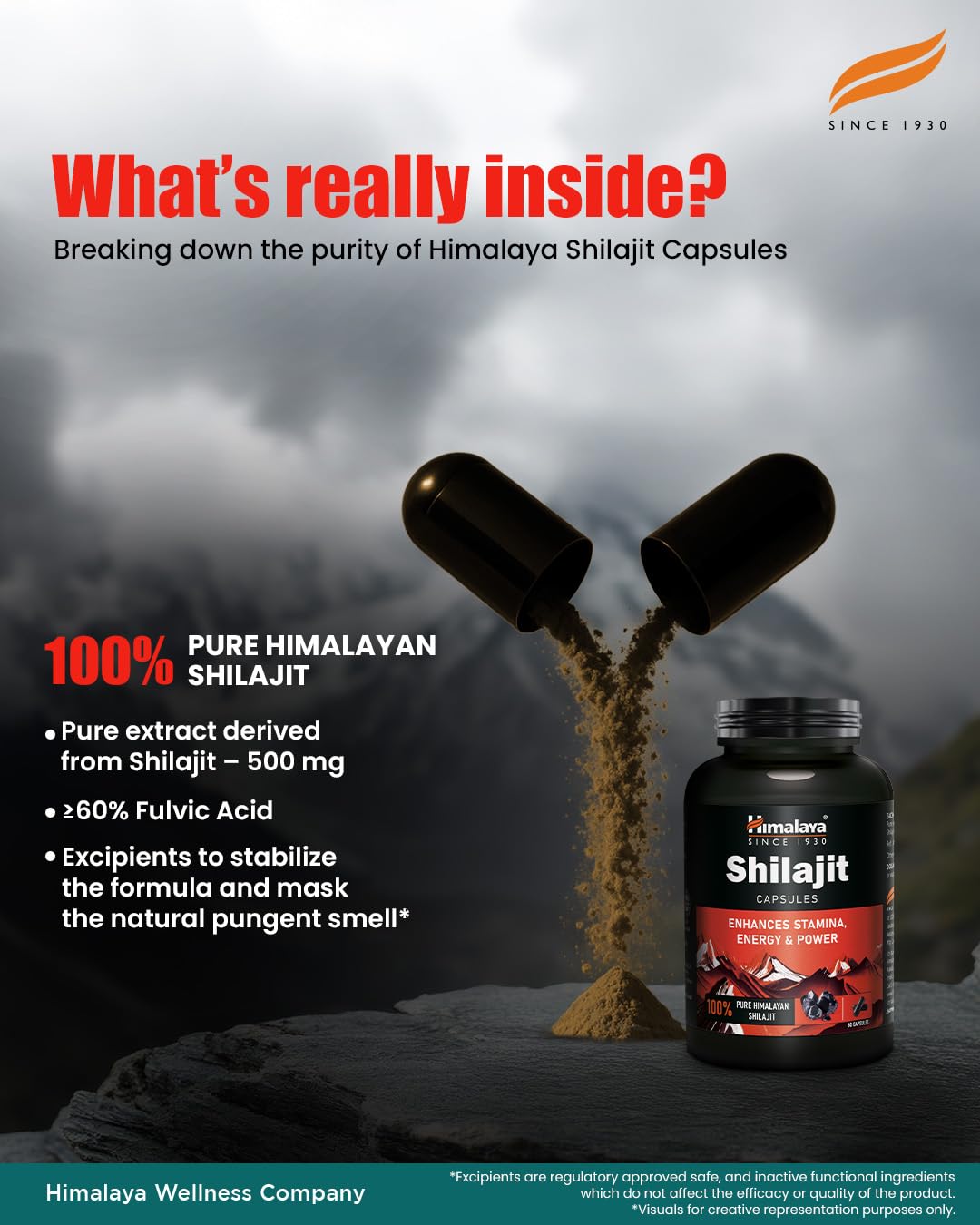 Himalaya Shilajit | 100% Pure Shilajit I 60 Capsules |
