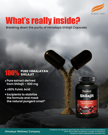 Himalaya Shilajit | 100% Pure Shilajit I 60 Capsules |