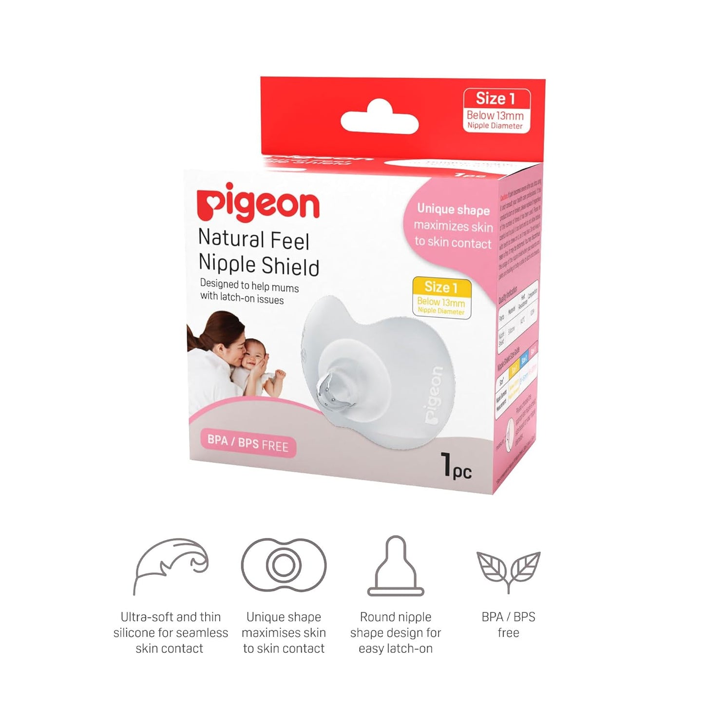 Pigeon Natural Feel Silicone Nipple Shield Size-1