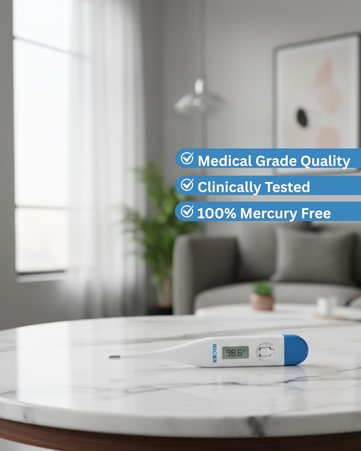 Hicks DT-10 Digital Thermometer for Fever | Clinical Accuracy Digital Medical Thermometer for Adults & Kids   (1count)