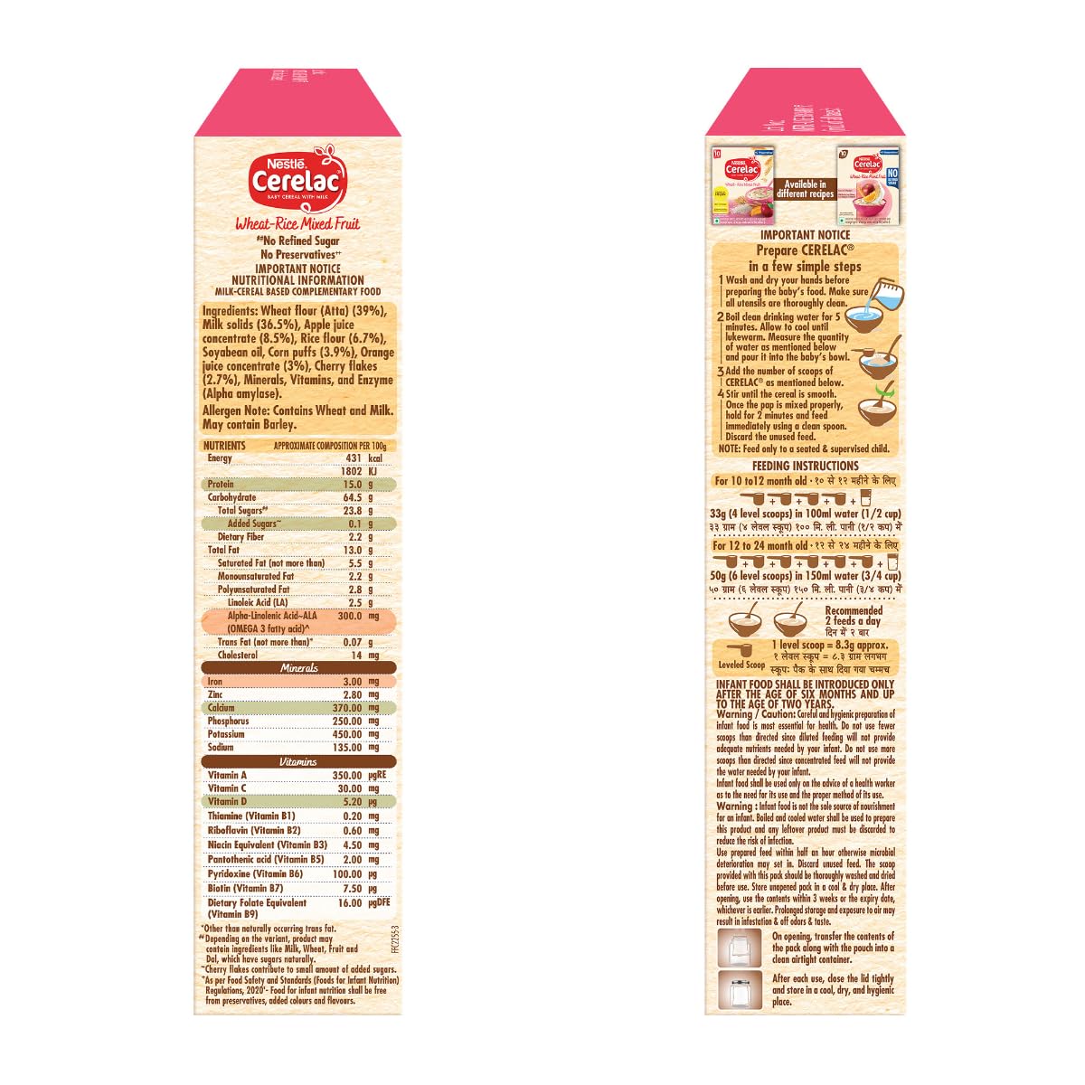 CERELAC Baby Food Cereal | No Refined Sugar | No Preservatives | Wheat Rice Mixed Fruit for 10 to 24 Months Baby | | 300g