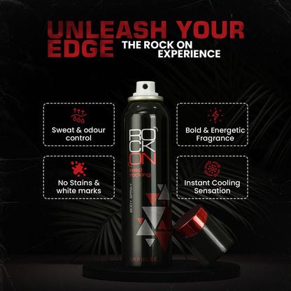 Rock On Impulse Deodorant-150ml| Long-Lasting Fragrance | Unisex Body Spray for Odor Control