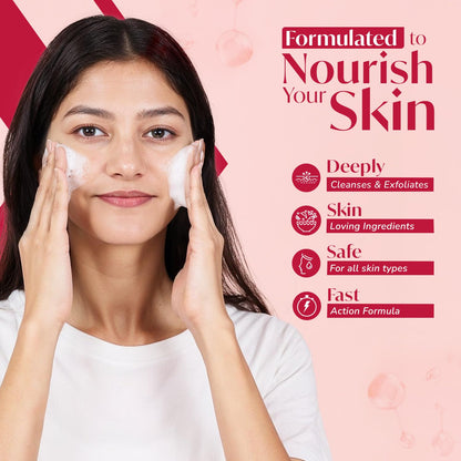 Meglow Women Facewash for Instant Glow & Deep Cleansing | Enriched with Vitamin C & Aloe Vera for Bright and Refreshed Skin | Gently Cleanse Dirt & Dead Skin Cells | 70g