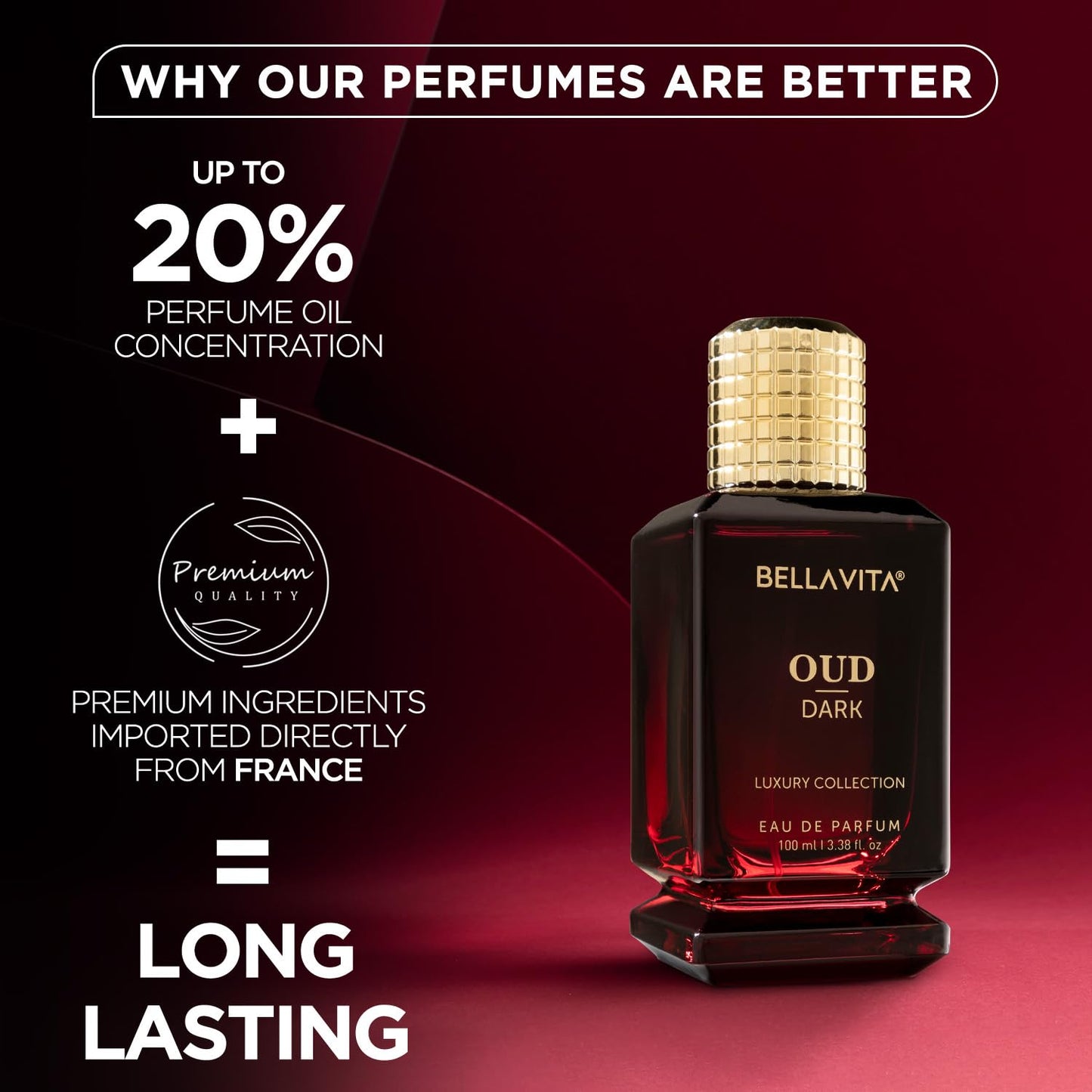 Bella Vita Luxury Men Oud Dark Eau De Parfum Intense Liquid Perfume With Grapefruit, Orris, Vetiver |Woody, Musky Long Lasting Edp Fragrance Scent 100 Ml