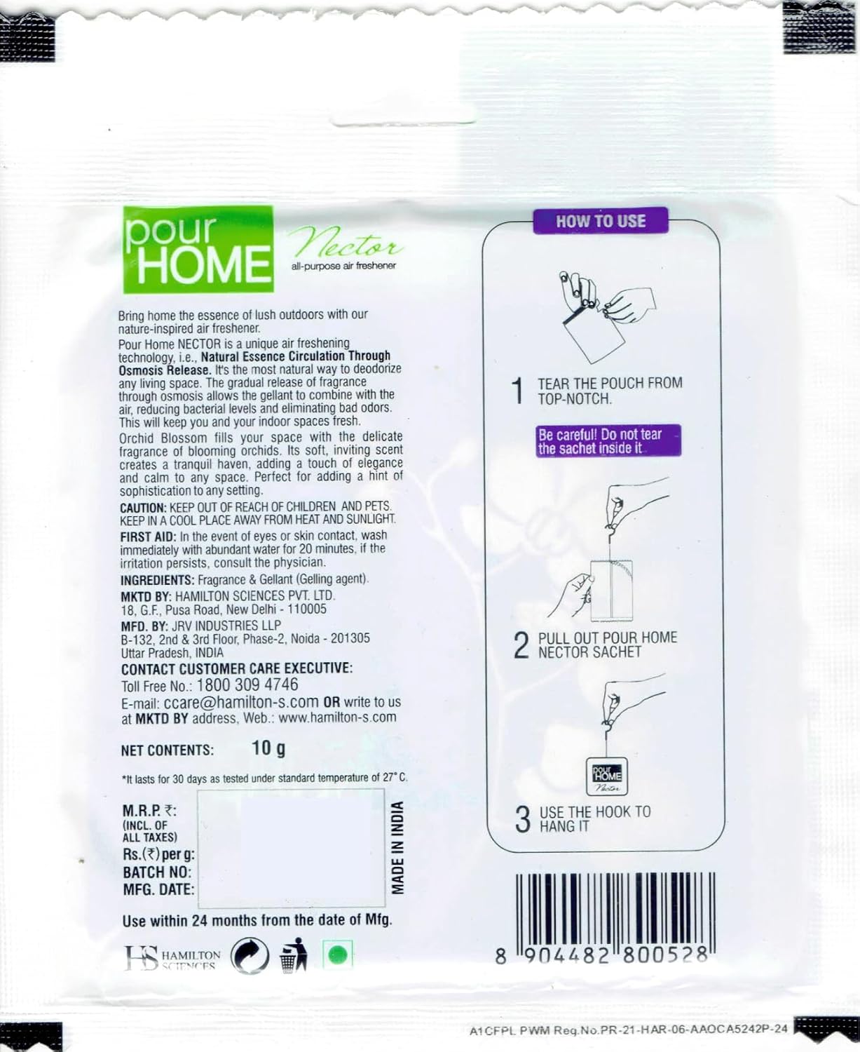 Orchid Blossom Air Freshener, Pour Home Nector, 10g