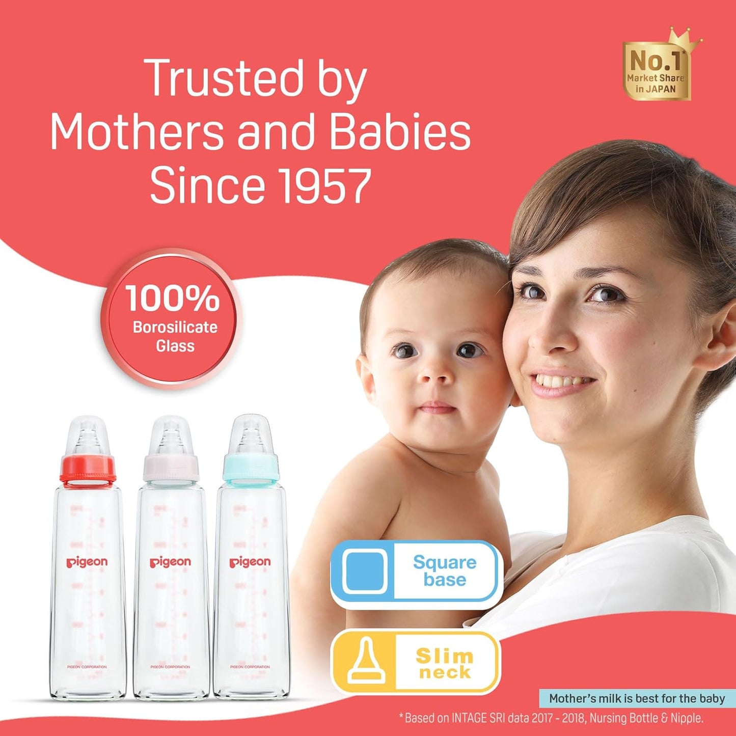 Pigeon Flexible Glass Nursing/Feeding Bottle ,For 4+ Month Babies