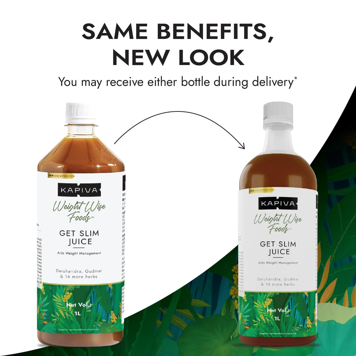 Kapiva Get Slim Juice - Healthy Weight Management Through 12 Ayurvedic Herbs Aids Metabolism and Digestion - 1L