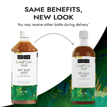 Kapiva Get Slim Juice - Healthy Weight Management Through 12 Ayurvedic Herbs Aids Metabolism and Digestion - 1L