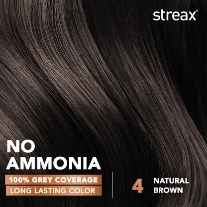 Streax Ammonia Free Cream Hair Colour 140ml - Natural Brown 4