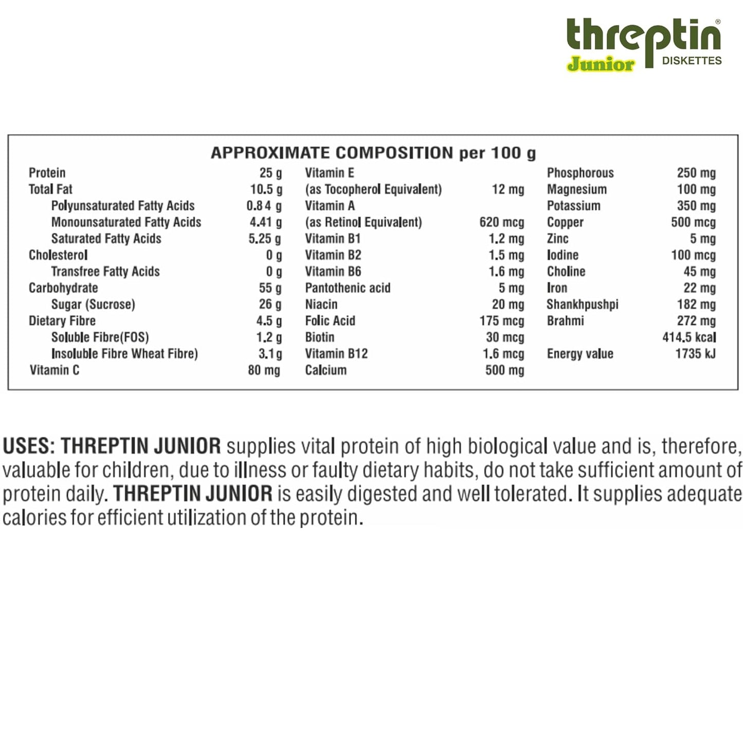 Threptin Junior Delicious High-Calorie Protein Supplement Diskette