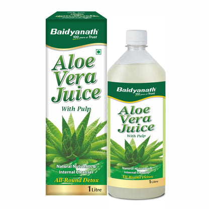 Baidyanath Aloe Vera Juice (with Pulp)- 1000ML | No Added Sugar | Source of Natural Nutrients, Boosts Immunity & Digestion