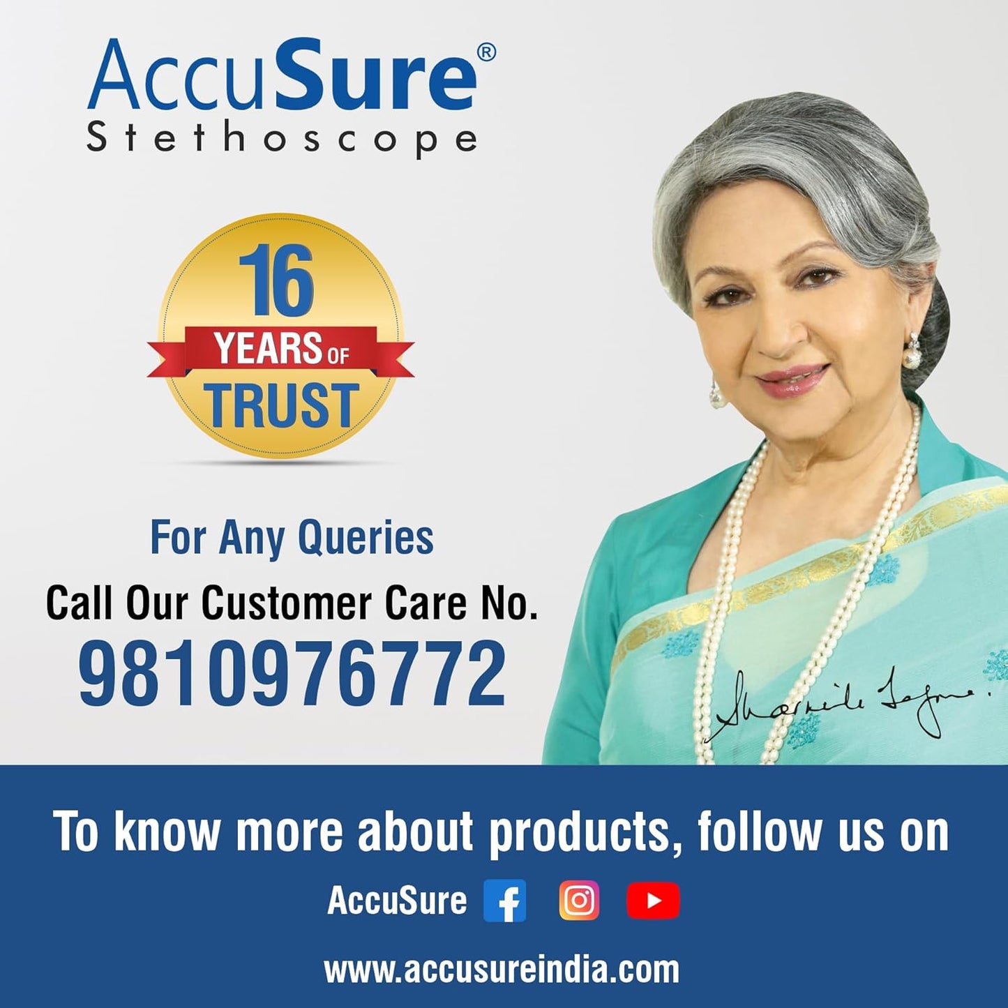 AccuSure Doctors Stethoscope Seamless PVC Tubing Superb Heart Monitoring Stethoscope Medical Equipment, Health Instrument | Lightweight | Compact | Classc Look | ST01 For Medical Students And Doctors