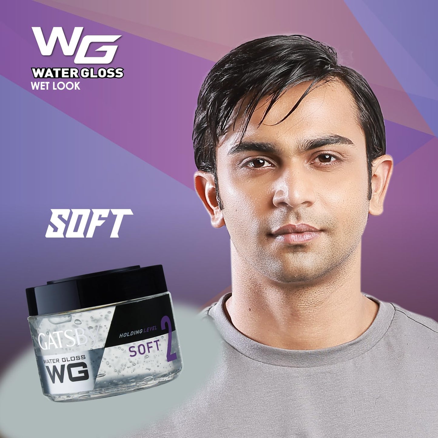Gatsby Japan Water Gloss - Soft, Wet Look Hair Gel, Shine Effect, Non Sticky, Easy Wash Off, Holding Level 2, 300gm