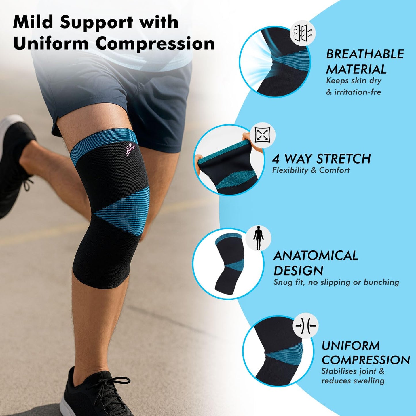 Flamingo Premium Knee Cap | Knee Support Cap for Gym, Sports, Joint Pain Relief, Exercise, Running, Cycling, Workout, Arthritis | Knee Cap for Men and Women | Size - XL | 1 PAIR |