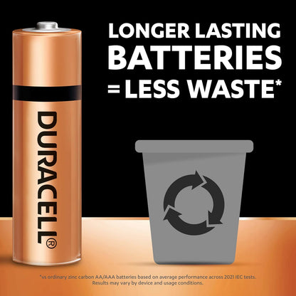 Duracell Alkaline AA Battery, Pack of 10, Everyday Devices, Clock, Toy, Remote