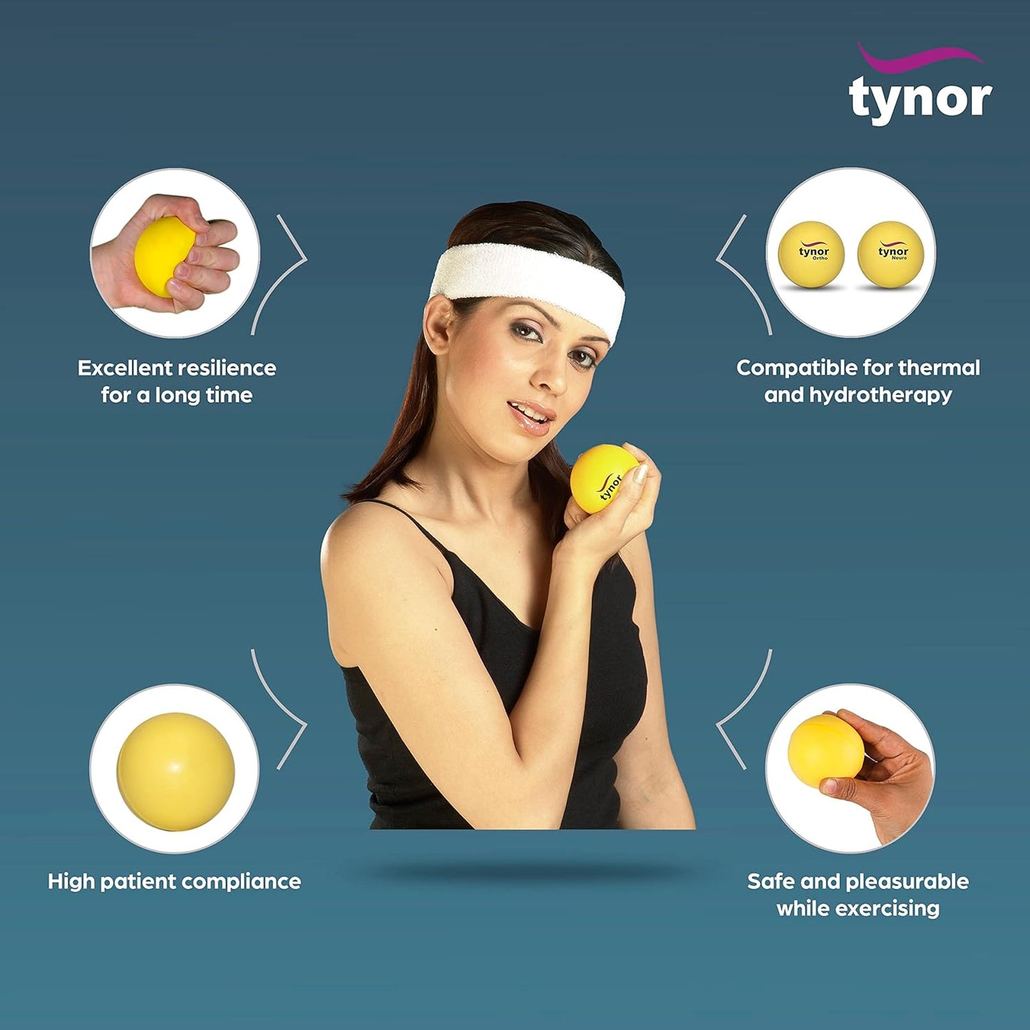 Tynor Exercising Ball PU, Yellow, Neuro, 1 Unit