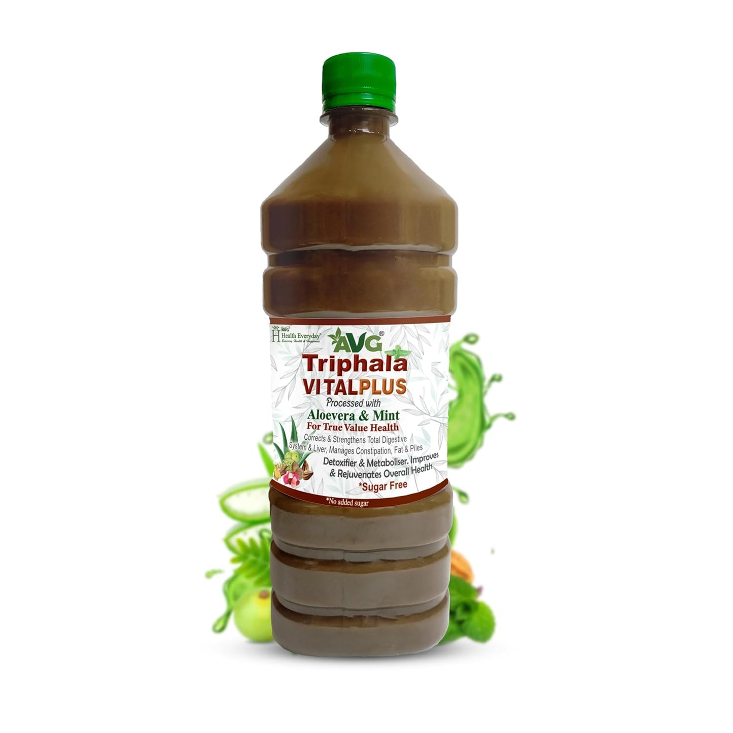 AVG Health Organics Triphala Vital Plus Colon Cleanser Tonic Processed with Aloevera and Mint, Manages Constipation, Fat and Piles (1000ml)