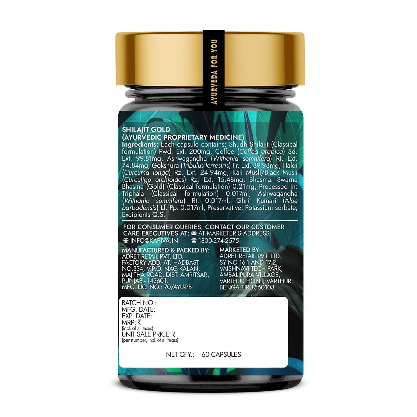 Kapiva Shilajit/Shilajeet Gold 60 Capsules