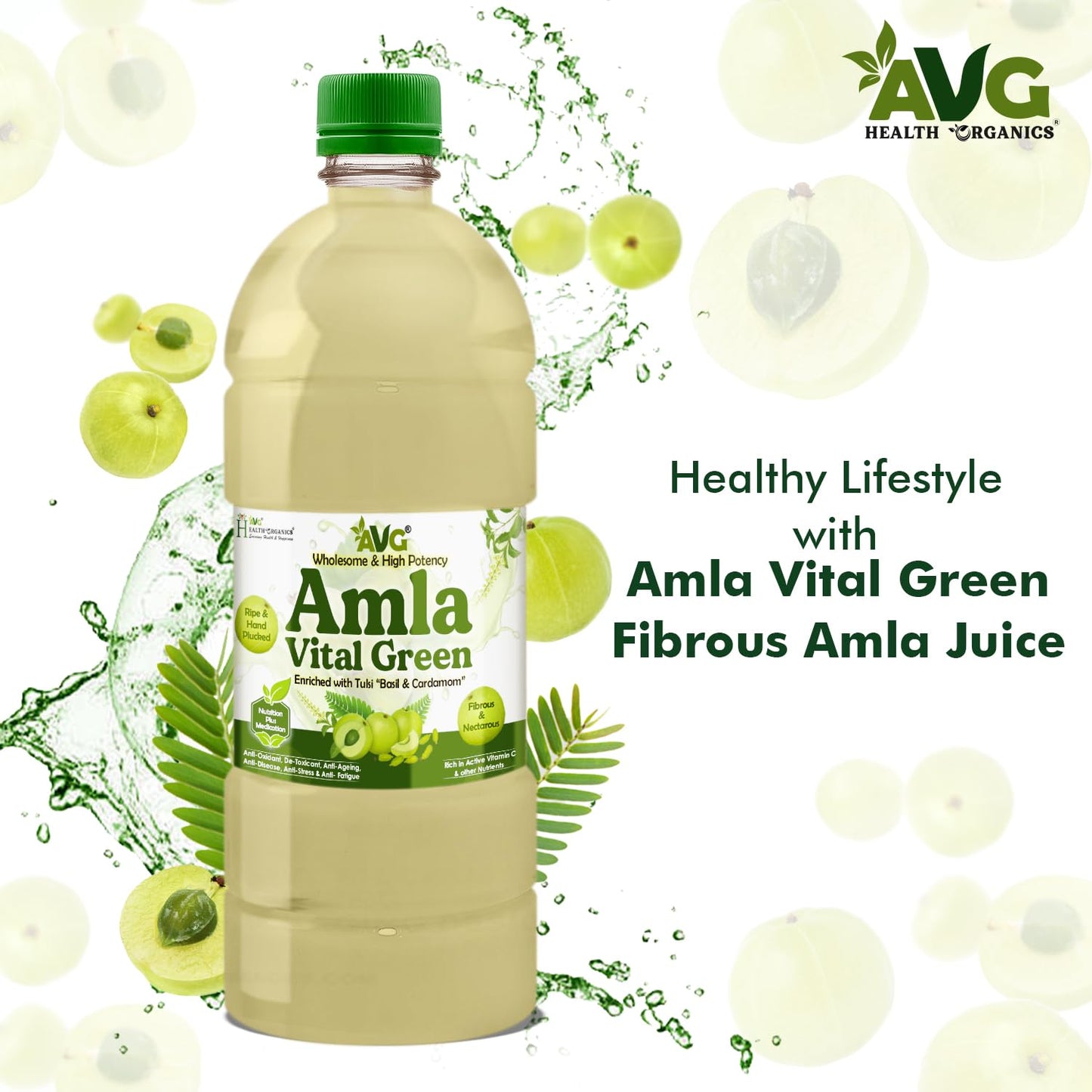 AVG Amla Vital Green Juice (1000ml) Amla Juice from Fresh & Green Amla, Packed with Immunity Boosting Vitamin C, Natural Antioxidant & Detox