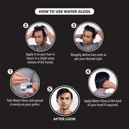 Gatsby Japan Water Gloss - Soft, Wet Look Hair Gel, Shine Effect, Non Sticky, Easy Wash Off, Holding Level 2, 300gm