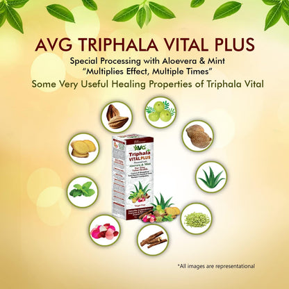 AVG Health Organics Triphala Vital Plus Colon Cleanser Tonic Processed with Aloevera and Mint, Manages Constipation, Fat and Piles (1000ml)