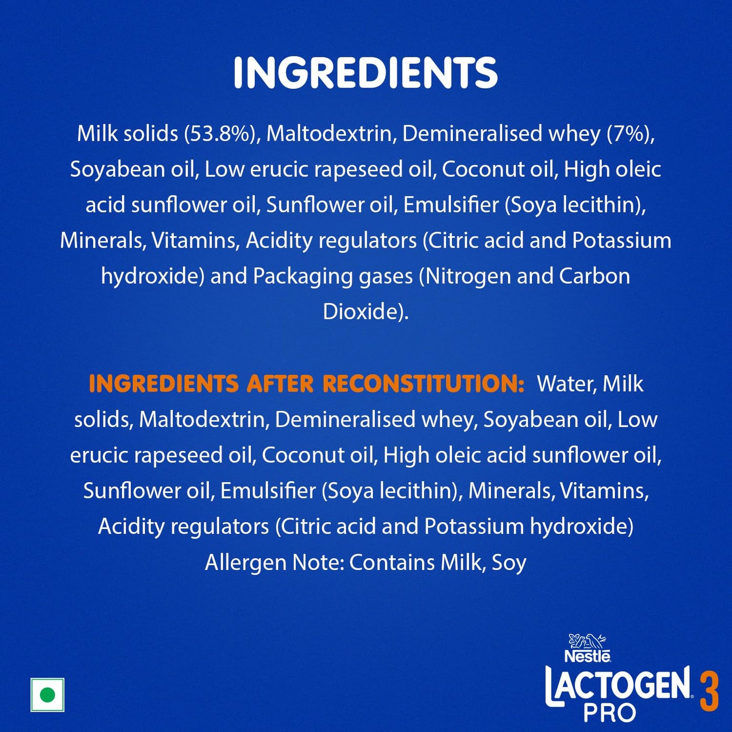 Lactogen Pro 3, Follow-Up Formula With Iron, Whey Protein And Vitamins, After 12 Months Up To 18 Months, Bag-In-Box Pack, 400g, Powder