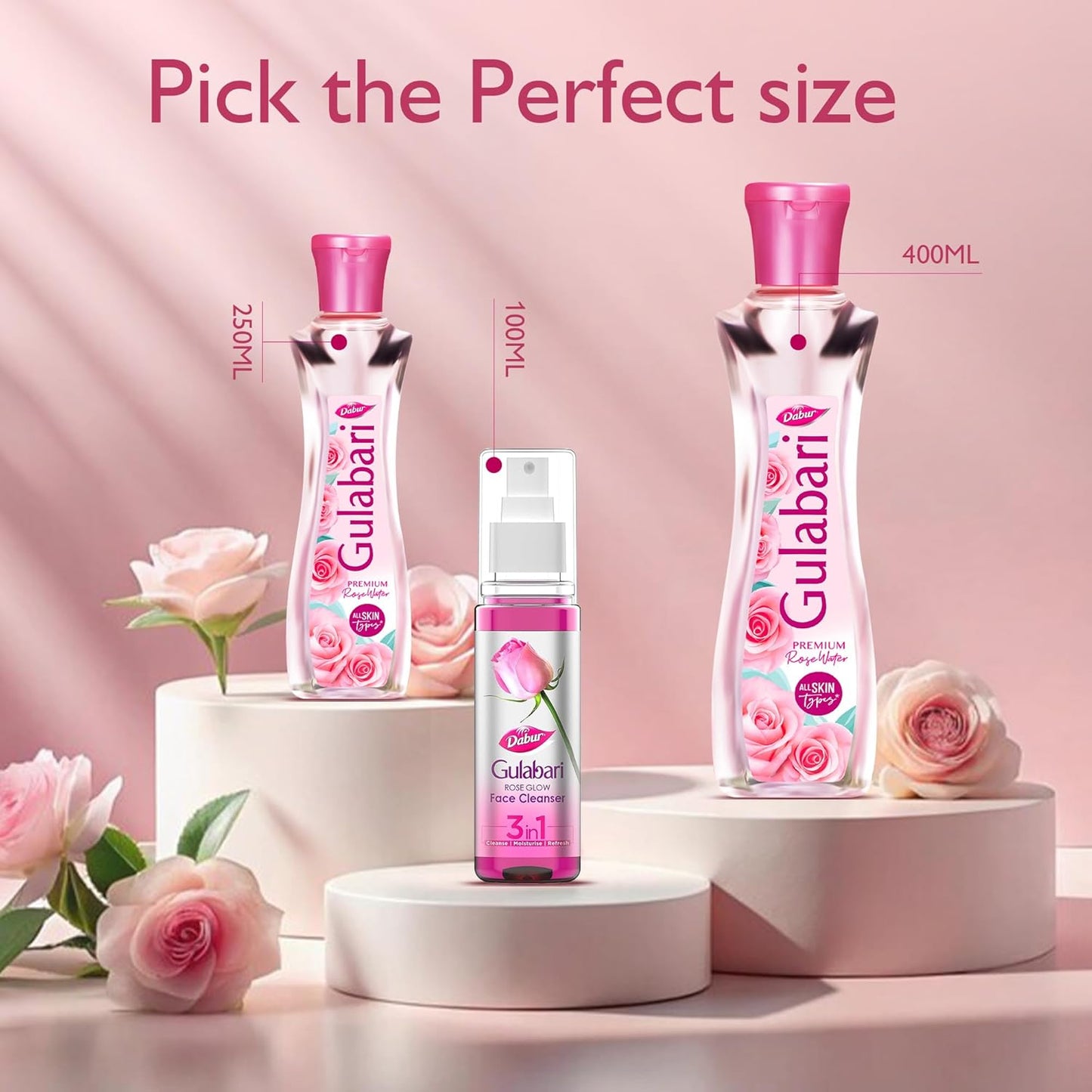 Dabur Gulabari Premium Rose Water with No Paraben for Cleansing and Toning, 120 ml