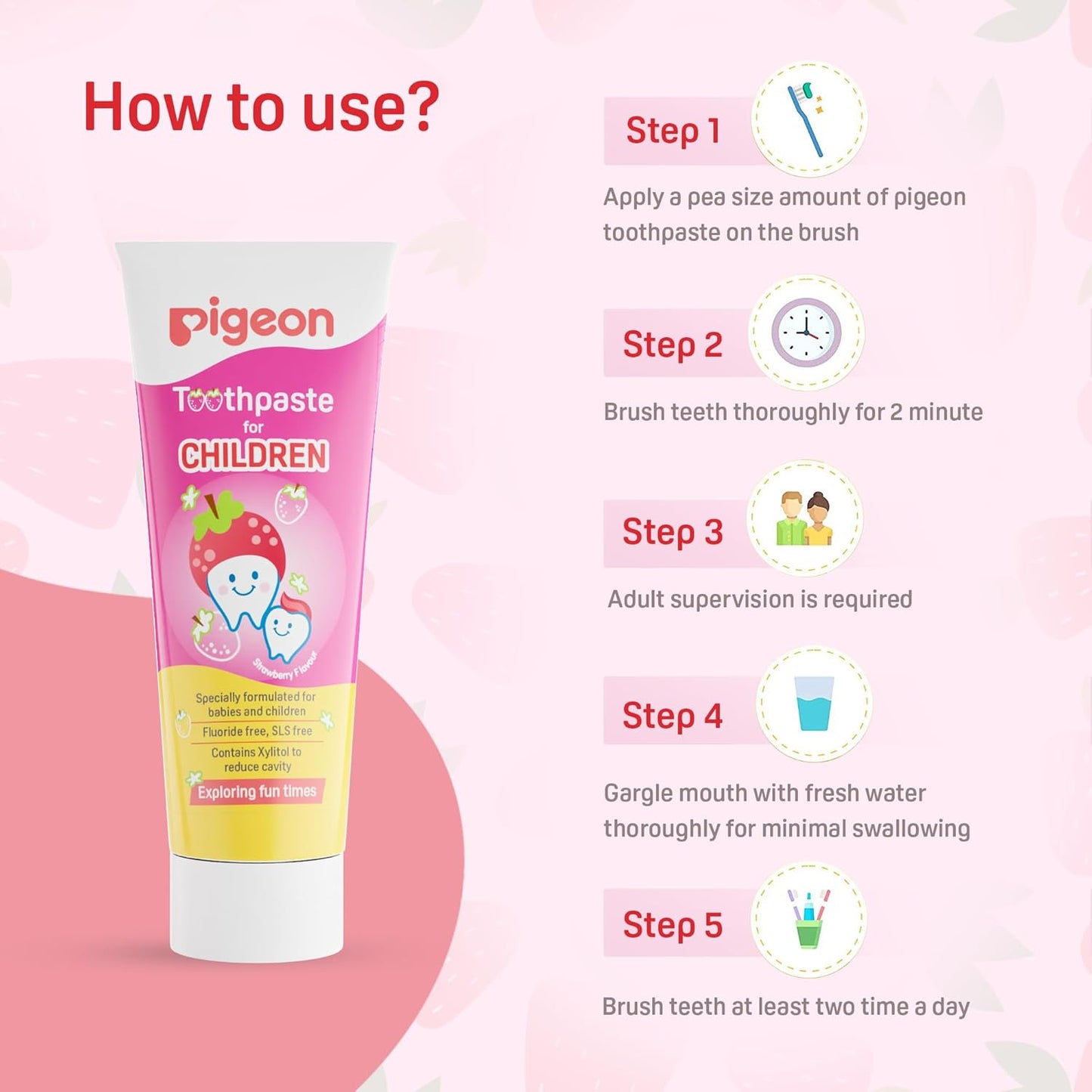 Pigeon Strawberry Toothpaste for Babies & Kids 45 gm