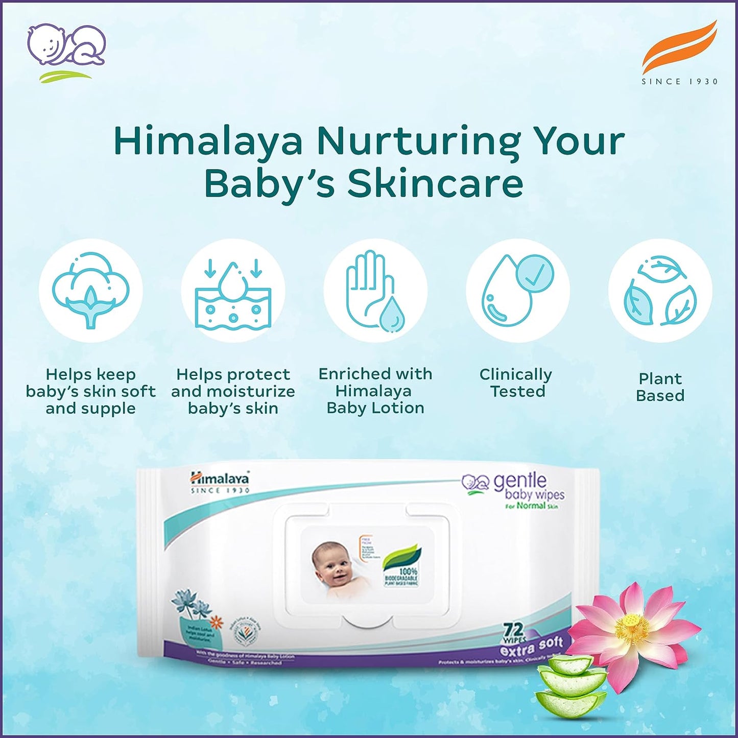 Himalaya Gentle Baby Wipes - 72 Pieces