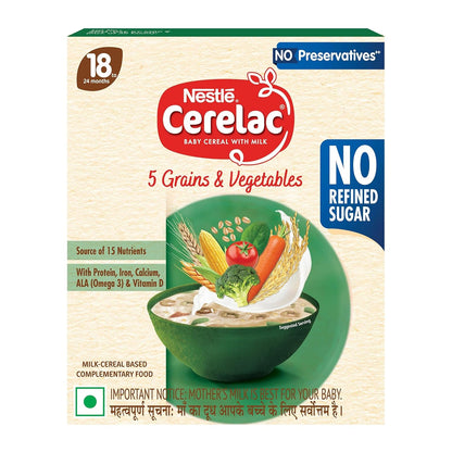 CERELAC Baby Food Cereal | No Refined Sugar | No Preservatives | 5 Grains & Vegetables for 18 to 24 Months Baby| 300g