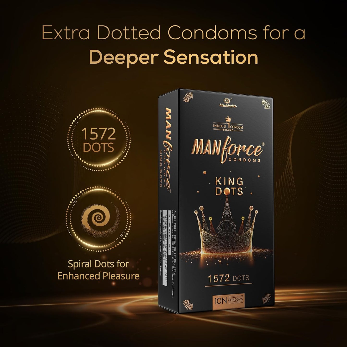 Manforce King Dots Extra Dotted Unflavored Condoms, 10 Pieces