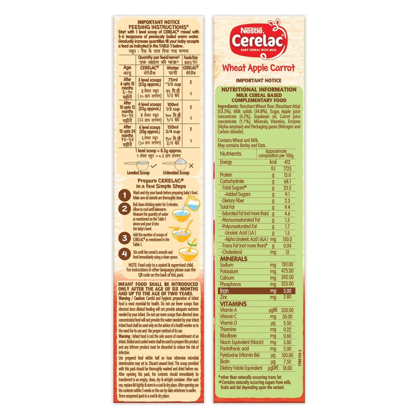 CERELAC Baby Cereal With Milk , Wheat Apple Carrot ,300g