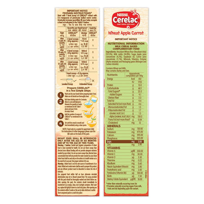 CERELAC Baby Cereal With Milk , Wheat Apple Carrot ,300g