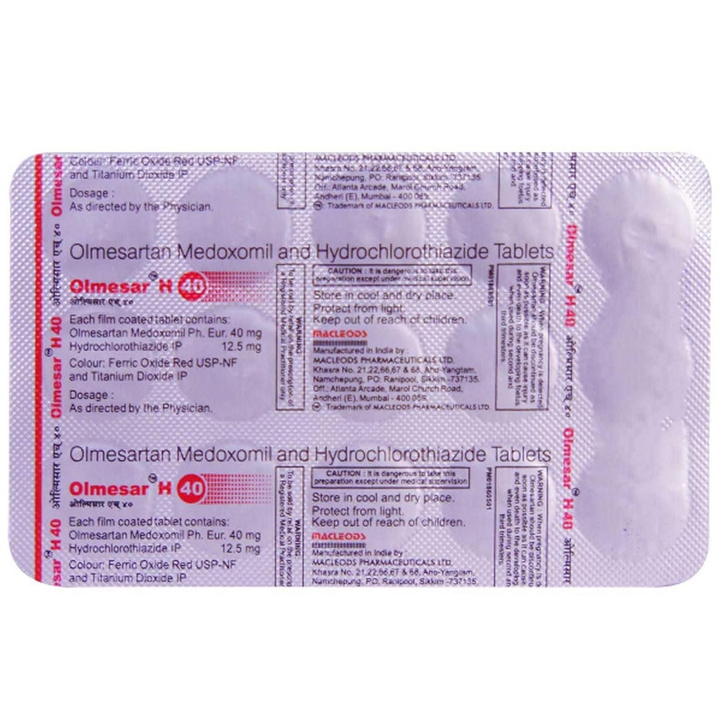 Olmesar H 40 - Strip of 15 Tablets