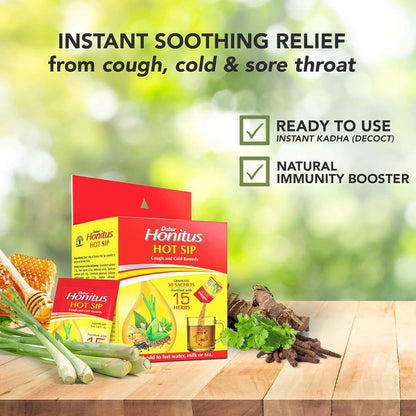 Dabur Honitus Hot Sip: 100% Ayurvedic Kadha | Provides Instant Relief from Cough and Cold (4gm*Pack of 30 Sachets)