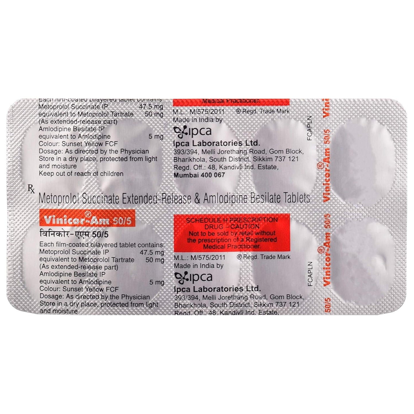 Vinicor AM 50/5 - Strip of 10 Tablets