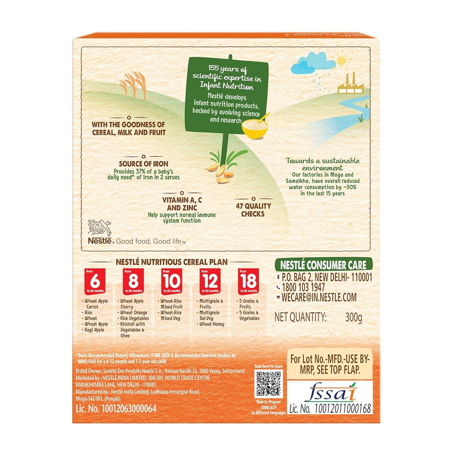 CERELAC Baby Food Cereal | No Preservatives | Wheat Orange for 8 to 24 Months Baby | 300g