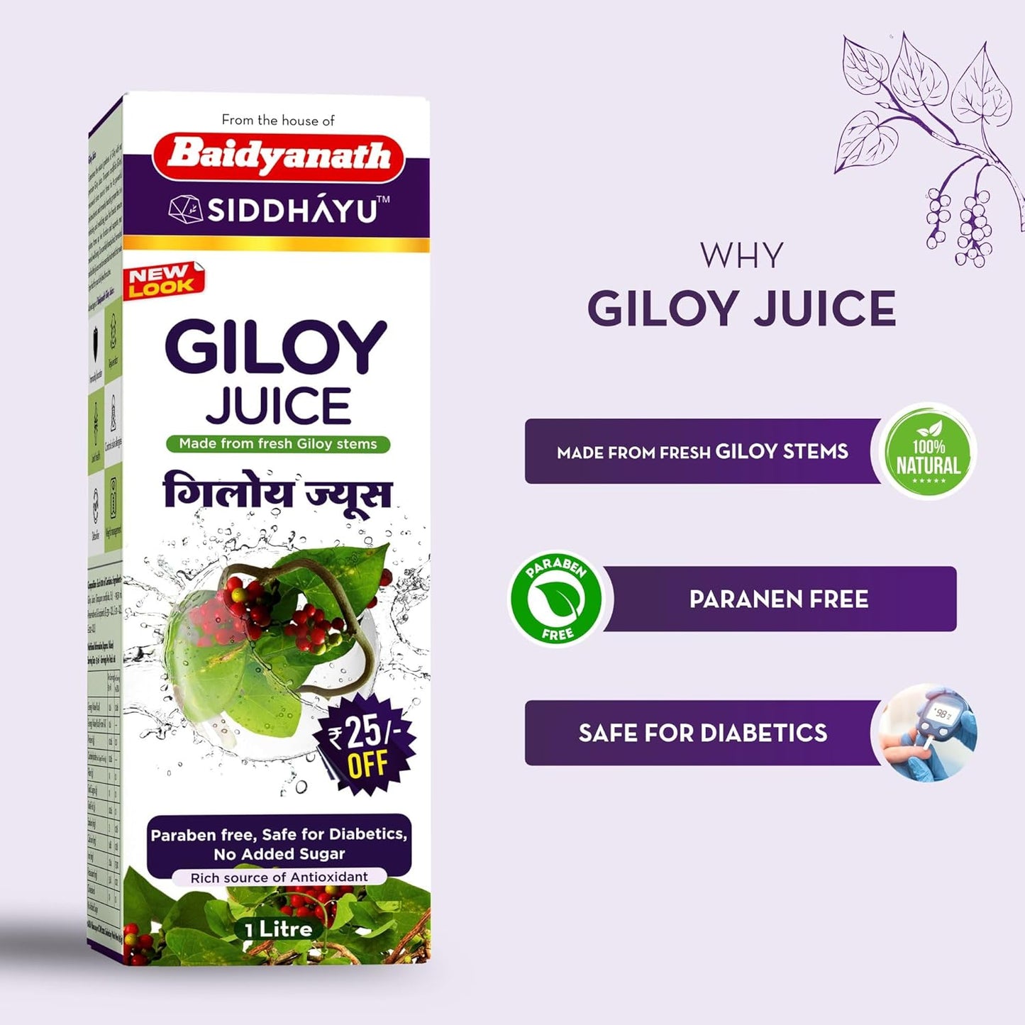 Baidyanath Asli Ayurved Giloy Juice Natural Immunity Booster - 1 Litre