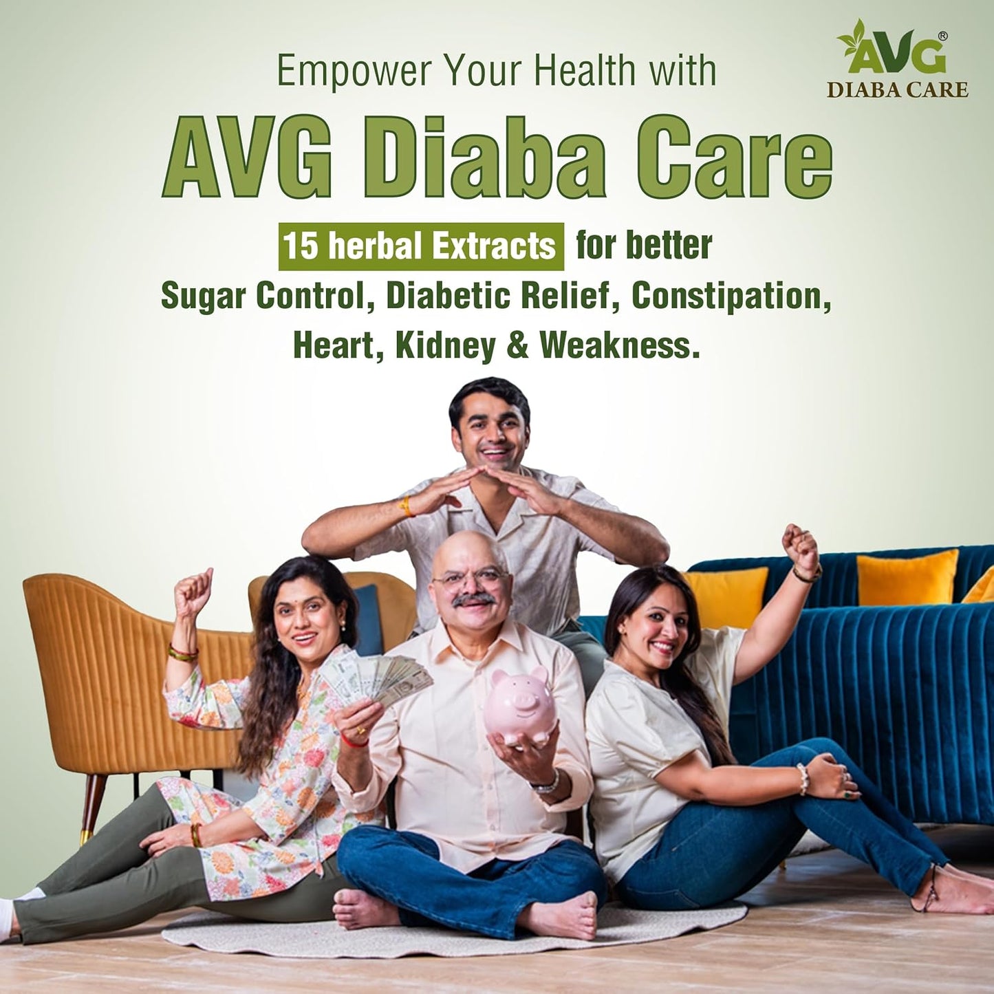 AVG Health Organics Diaba Care Karela Jamun Neem Powder 200gm each, Pack of 6, Diabetes Care Ayurvedic Supplement with Arjuna, Gokhru & Triphala
