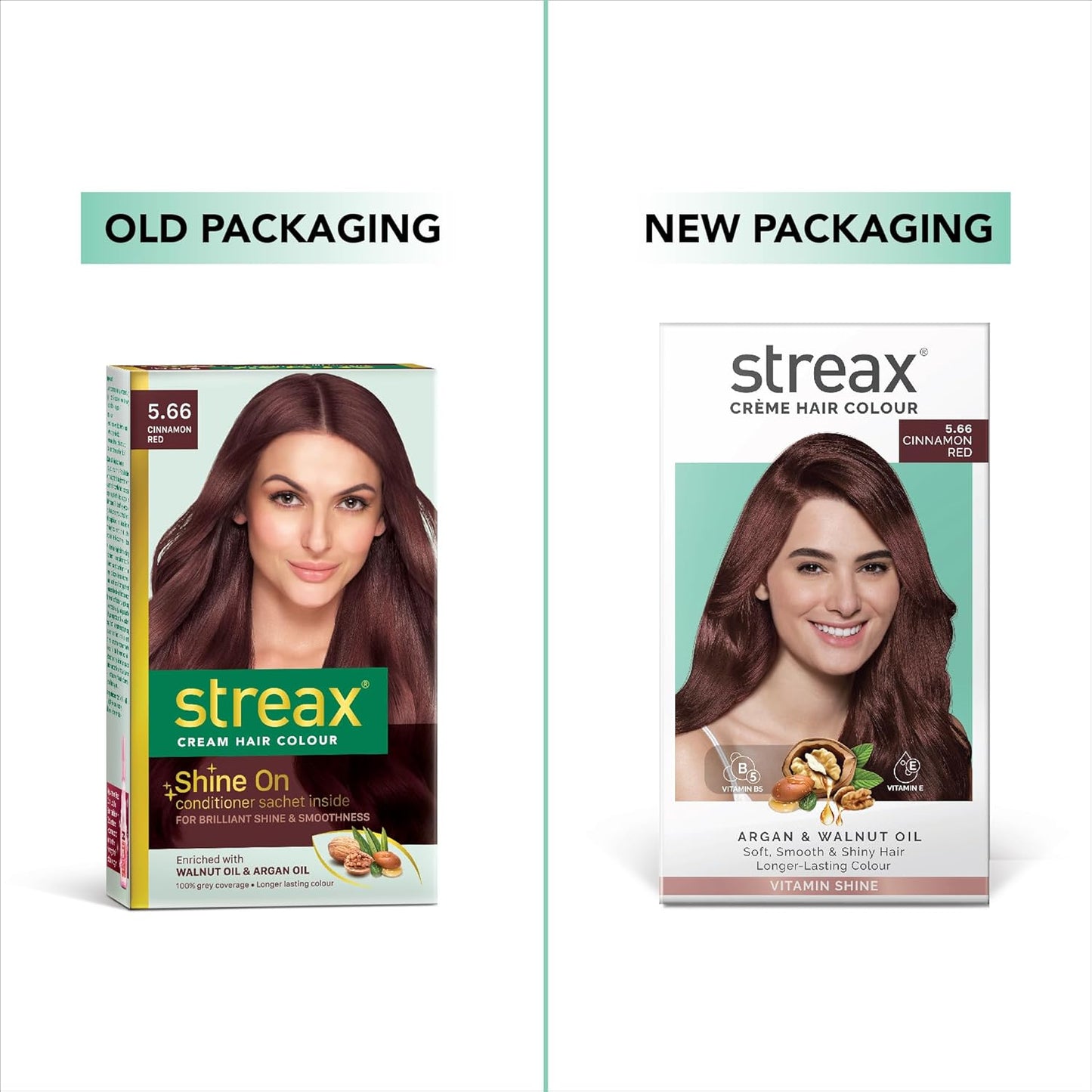 Streax Permanent Hair Colour, 100% Grey coverage, Infused with Argan and Walnut Oil, Long Lasting Cream Hair Colour for Women, Red Hair Colour, 5.66 Cinnamon Red, 120 ml, Pack of 1