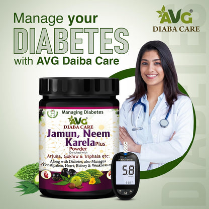 AVG Health Organics Diaba Care Karela Jamun Neem Powder 200gm each, Pack of 6, Diabetes Care Ayurvedic Supplement with Arjuna, Gokhru & Triphala