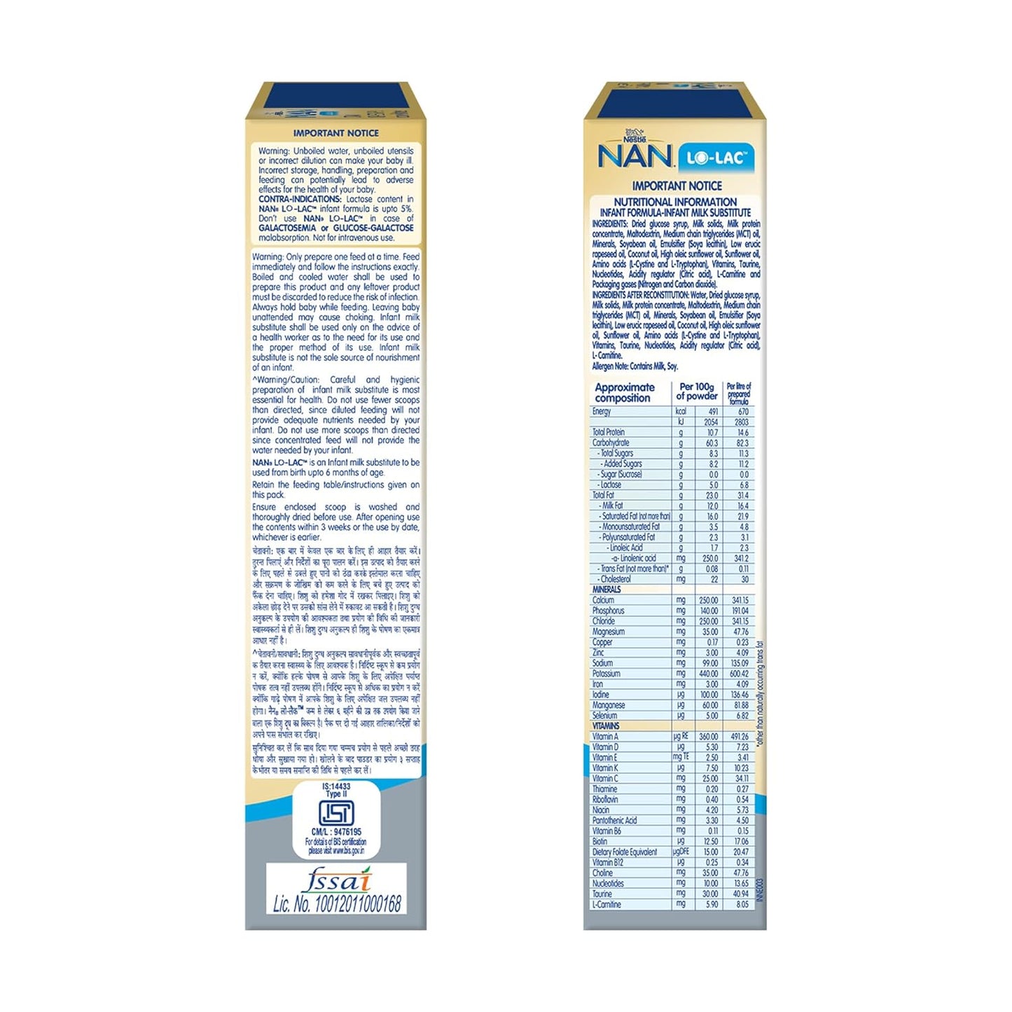 Nestlé NAN LO-LAC 400g | Infant Formula for infants from Birth Onwards | Bag-In-Box Pack, Powder