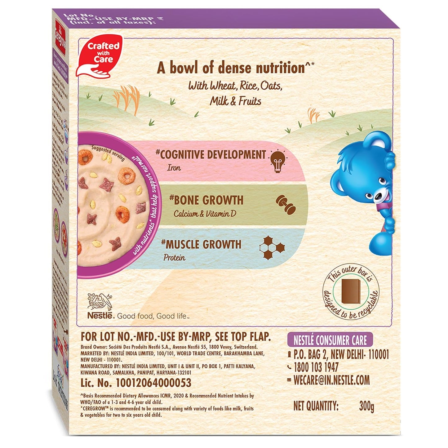 CEREGROW Multigrain Cereal with Milk & Fruits,300g,
