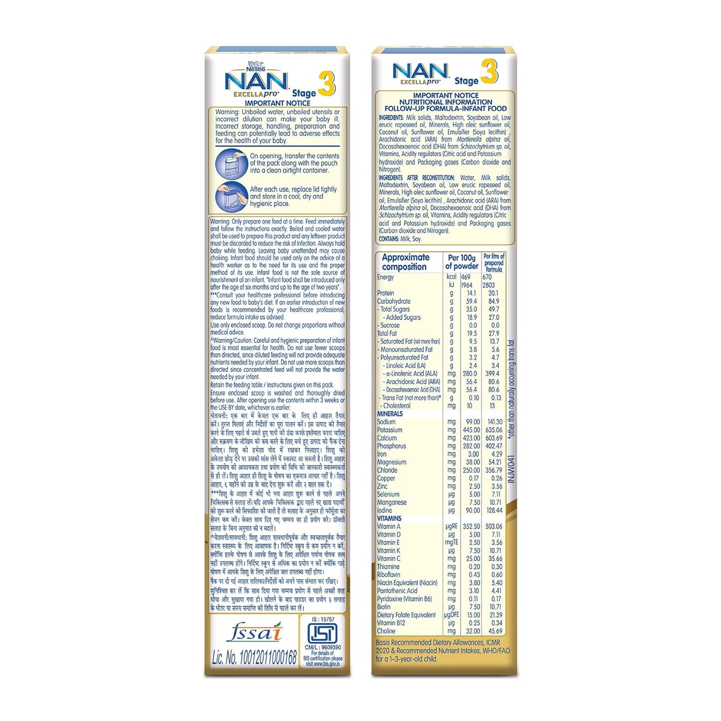 Nestlé NAN EXCELLAPRO Nan Stage 3 Follow-Up Formula Milk Powder For Babies, 12-24 months, With DHA, ARA, 400g Pouch in Box