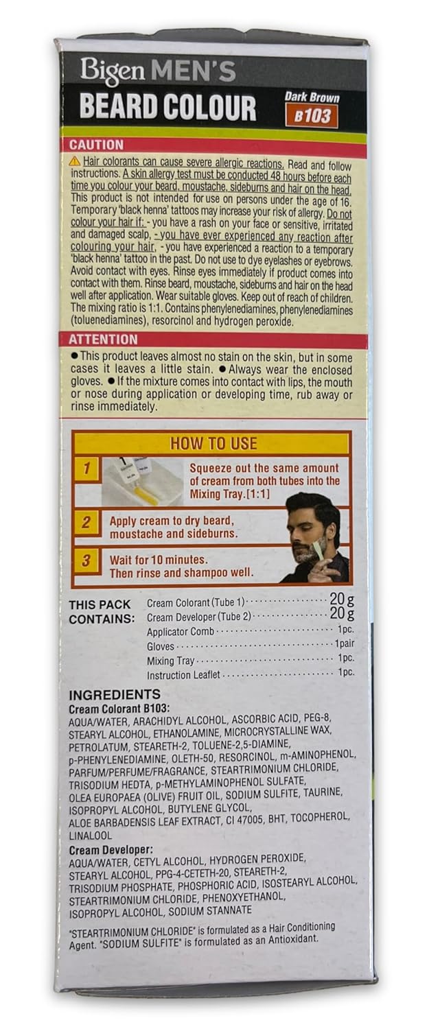 Bigen Mens Beard Colour, 40g - Dark Brown 103