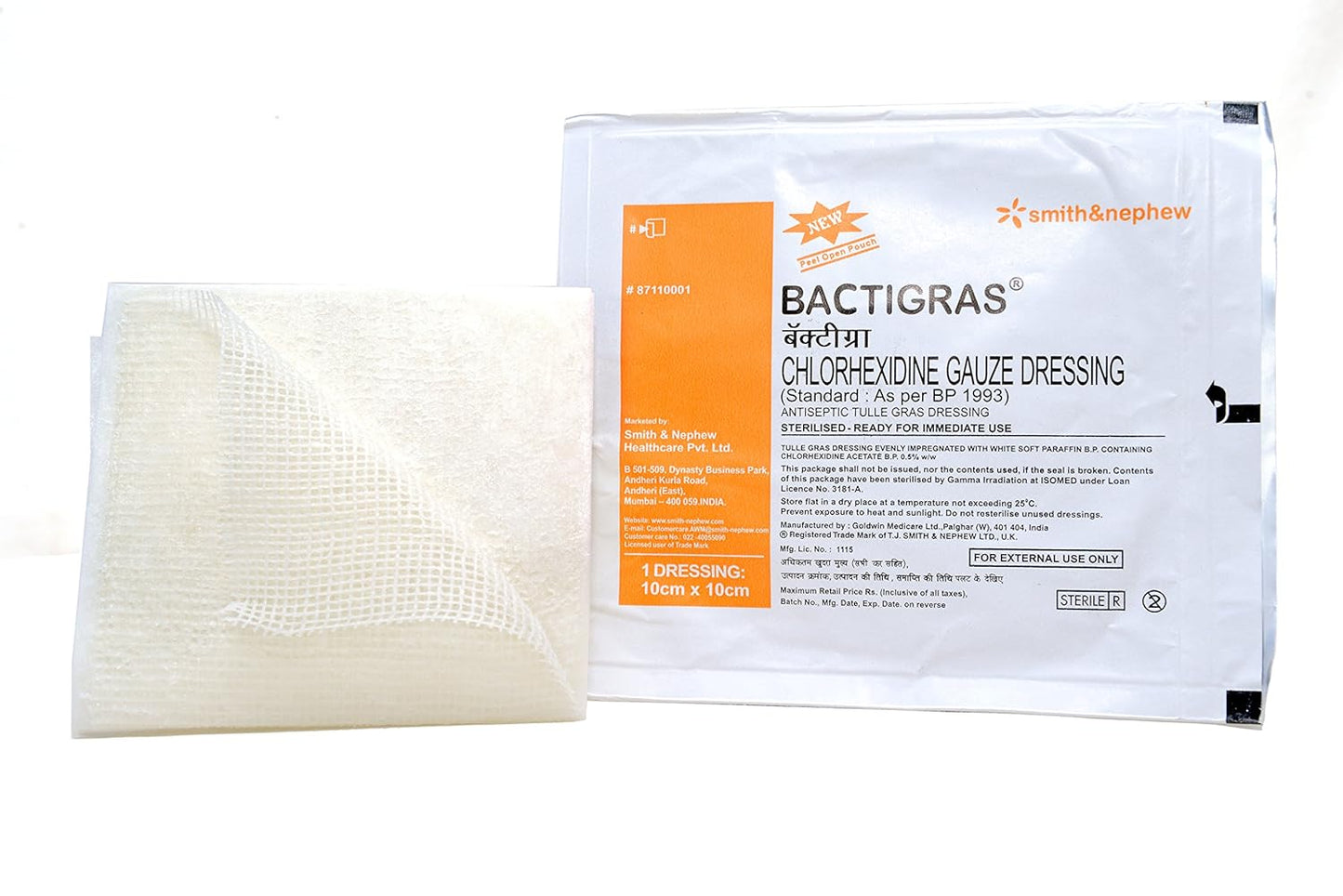 Bactigras, 10cm x 10cm Pouch