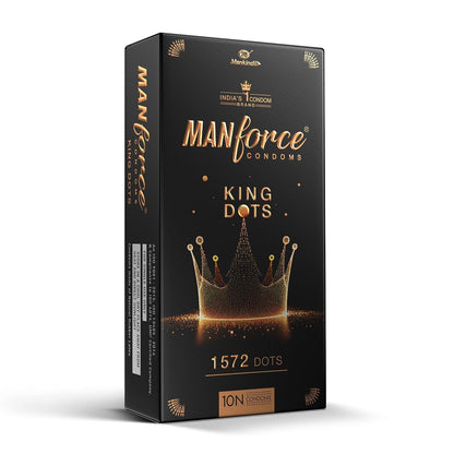 Manforce King Dots Extra Dotted Unflavored Condoms, 10 Pieces