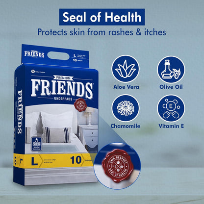 Friends Premium Disposable Underpads,Soft & Super Absorbency - 60x90 cm (Pack of 1).